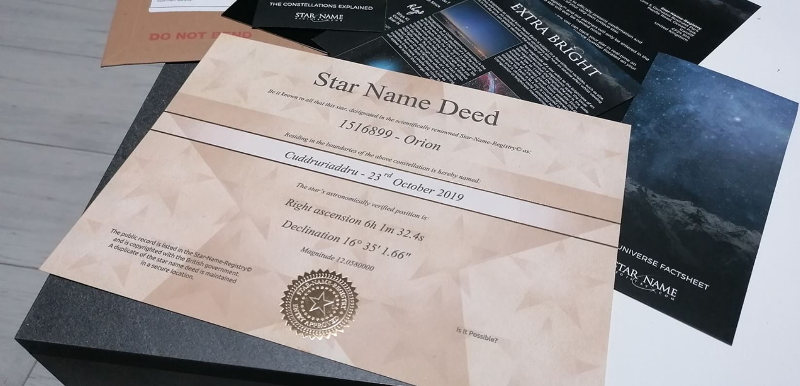 Attestato della stella Cuddruriaddru